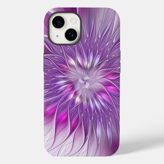 Coques Case-Mate iPhone Rose violet passion Fleur Art Abstrait Fractal (Verso)