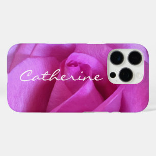 iPhone 16 Pro Case Rose Violet Rose Photo Monogramme Nom Script Moder