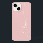 Coque Pour iPhone 14 Rose White Elegant Calligraphie Nom du script<br><div class="desc">Rose White Elegant Calligraphy Script Personnalisé Nom iPhone 14 Smart Phone Boîtes dispose d'un design moderne et tendance simple et élégant avec votre nom personnalisé dans élégante calligraphie manuscrite typographie de script sur un arrière - plan rose rose. Conçu par ©Evco Studio www.zazzle.com/store/evcostudio</div>