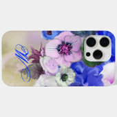 COQUES Case-Mate iPhone ROSES BLANCHES BLEUES ET FLEURS ANÉMONE MONOGRAMME (Verso (horizontal))