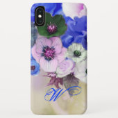 COQUES Case-Mate iPhone ROSES BLANCHES BLEUES ET MONOGRAMME DES FLEURS D'A (Dos)
