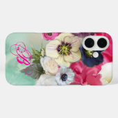 COQUES Case-Mate iPhone ROSES BLANCHES ET FLEURS D'ANÉMONE MONOGRAMME (Verso (horizontal))