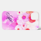 COQUES Case-Mate iPhone ROSES BLANCHES ET ROSES, ANEMONES ROUGES MONOGRAMM (Verso (horizontal))