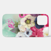 COQUES Case-Mate iPhone ROSES BLANCHES ET ROSES ET FLEURS D'ANÉMONE MONOGR (Verso (horizontal))