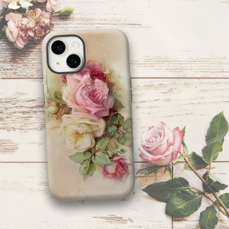 Coque iPhone 7 Plus Roses blanches et roses vintages peintes à la main