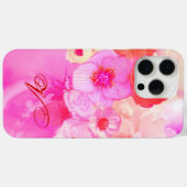 COQUES Case-Mate iPhone ROSES BLANCHES ROUGES ET ANÉMONES PINK MONOGRAMME (Verso (horizontal))