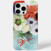 COQUES Case-Mate iPhone ROSES BLANCHES ROUGES ET FLEURS D'ANÉONE MONOGRAMM (Verso)