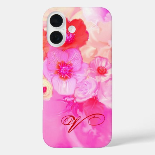 COQUES Case-Mate iPhone ROSES BLANCHES ROUGES ET FLEURS D'ANÉONE ROSE MONO (Verso)
