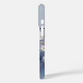 Coques Case-Mate iPhone Roses blanches sur Arrière - plan bleu Monogramme (Verso / Gauche)