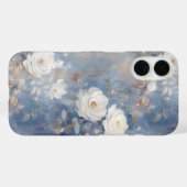 Coques Case-Mate iPhone Roses blanches sur bleu Arrière - plan Paint Style (Verso (horizontal))