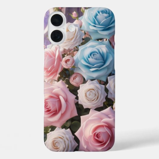 Coques Case-Mate iPhone Roses Bleu Clair, Blanc et Rose (Verso)