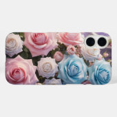 Coques Case-Mate iPhone Roses Bleu Clair, Blanc et Rose (Verso (horizontal))