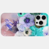 COQUES Case-Mate iPhone ROSES BLEU TURQUOISE ET FLEURS D'ANÉMONE BLANCHES (Verso (horizontal))