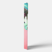 COQUES Case-Mate iPhone ROSES BLEU TURQUOISE, FLEURS ANÉMONE ROSE MONOGRAM (Verso / Droite)