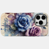 Coques Case-Mate iPhone Roses bleues et roses personnalisées shabby chic  (Verso (horizontal))