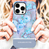 Coques Case-Mate iPhone Roses Bleues Tendances Fleur Personnalisée