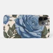 Coques Case-Mate iPhone Roses Bleus Et Feuilles Verts, (Dos (Horizontal))