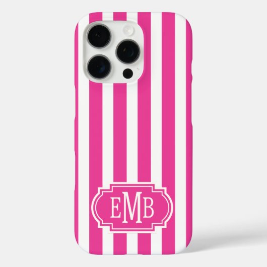 Coques Case-Mate iPhone Roses Chauds et Rayures Monogrammées Blanches (Verso)