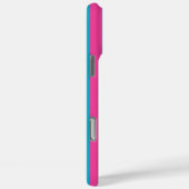 Coques Case-Mate iPhone Roses Chauds et Rayures Monogrammées Turquoise (Verso / Droite)
