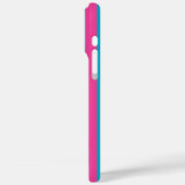 Coques Case-Mate iPhone Roses Chauds et Rayures Monogrammées Turquoise (Verso / Gauche)