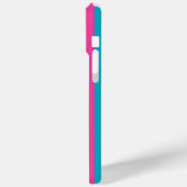 Coques Case-Mate iPhone Roses Chauds et Rayures Monogrammées Turquoise (Verso / Gauche)
