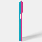 Coques Case-Mate iPhone Roses Chauds et Rayures Monogrammées Turquoise (Verso / Droite)