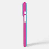 Coques Case-Mate iPhone Roses Chauds et Rayures Monogrammées Turquoise (Verso / Gauche)