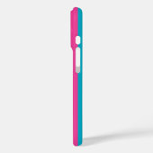 Coques Case-Mate iPhone Roses Chauds et Rayures Turquoise Monogrammées (Verso / Gauche)