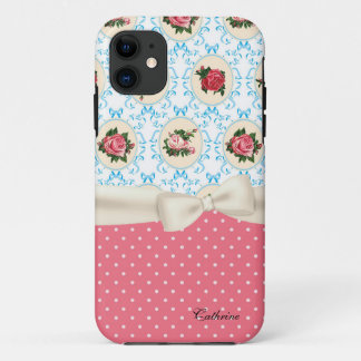 Coque Case-Mate Pour iPhone Roses chics et pois de cottage