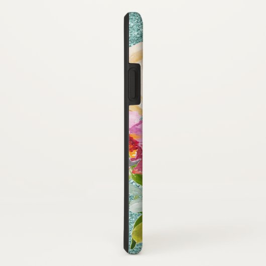 Coques Case-Mate iPhone Roses d'aquarelle en Parties scintillant Aqua rose (Dos/Droite)