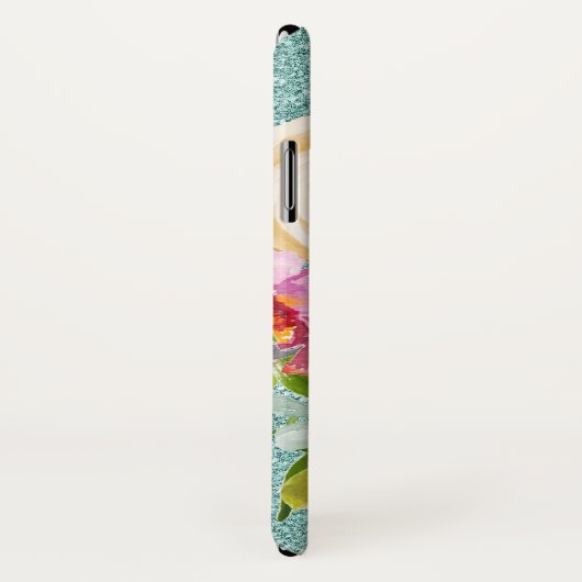 Coques Case-Mate iPhone Roses d'aquarelle en Parties scintillant Aqua rose (Dos/Droite)