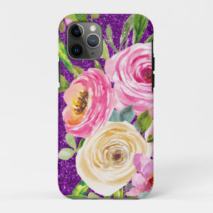 Case-Mate iPhone Case Roses d'aquarelle en Parties scintillant rose et c