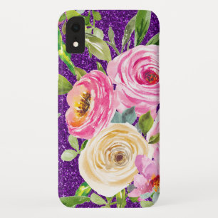 Case-Mate iPhone Case Roses d'aquarelle en Parties scintillant rose et c