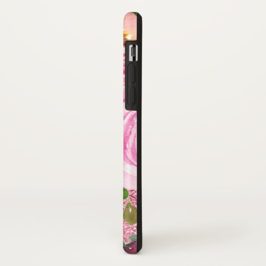Coques Case-Mate iPhone Roses d'aquarelle en Parties scintillant rose et c (Dos/Gauche)