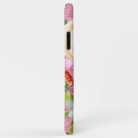 Coques Case-Mate iPhone Roses d'aquarelle en Parties scintillant rose et c (Dos/Droite)