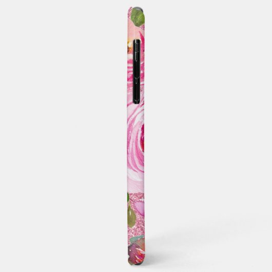 Coques Case-Mate iPhone Roses d'aquarelle en Parties scintillant rose et c (Dos/Gauche)