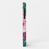 Coques Case-Mate iPhone Roses d'aquarelle en rose et crème sur Turquoise (Dos/Gauche)