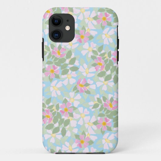 Coques Case-Mate iPhone Roses de chien rose sur Sky Blue (Dos)