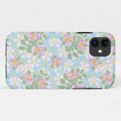 Coques Case-Mate iPhone Roses de chien rose sur Sky Blue (Dos (Horizontal))