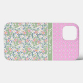 Coques Case-Mate iPhone Roses de chiens sur marine, Polkas sur Pink iPhone (Verso (horizontal))