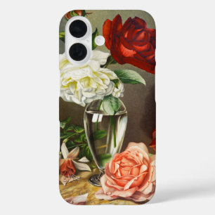Coques iPhone 16 Roses de jardin anciennes dans un vase en verre