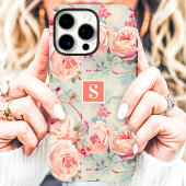 Coques Case-Mate iPhone Roses de Pêches Tendances Monogramme Floral