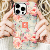 Coques Case-Mate iPhone Roses de Pêches Tendances Monogramme Floral