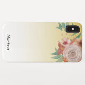 Coques Case-Mate iPhone roses élégants sur jaune (Dos (Horizontal))