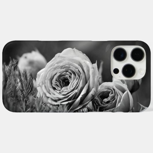 Coques Case-Mate iPhone Roses en noir et blanc (Verso (horizontal))