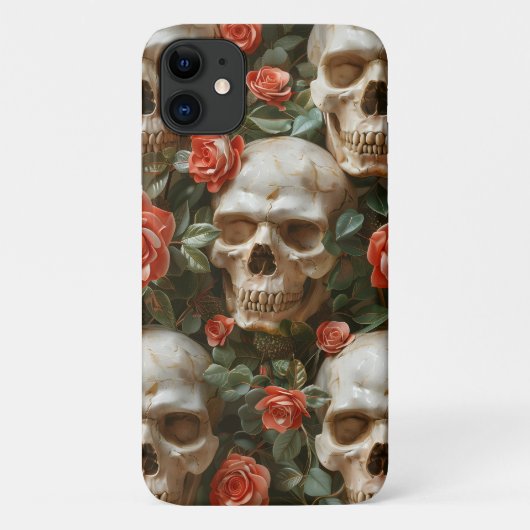 Coques Case-Mate iPhone Roses et crânes (Dos)