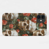 Coques Case-Mate iPhone Roses et crânes (Dos (Horizontal))