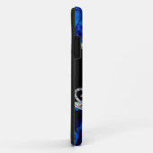 Coques Case-Mate iPhone Roses et monogramme bleus de remous de diamant (Dos/Droite)