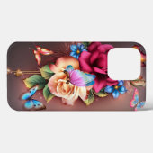 Coques Case-Mate iPhone Roses et papillons (Verso (horizontal))