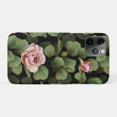 Coques Case-Mate iPhone Roses fragiles. Motif floral sur noir (Dos (Horizontal))